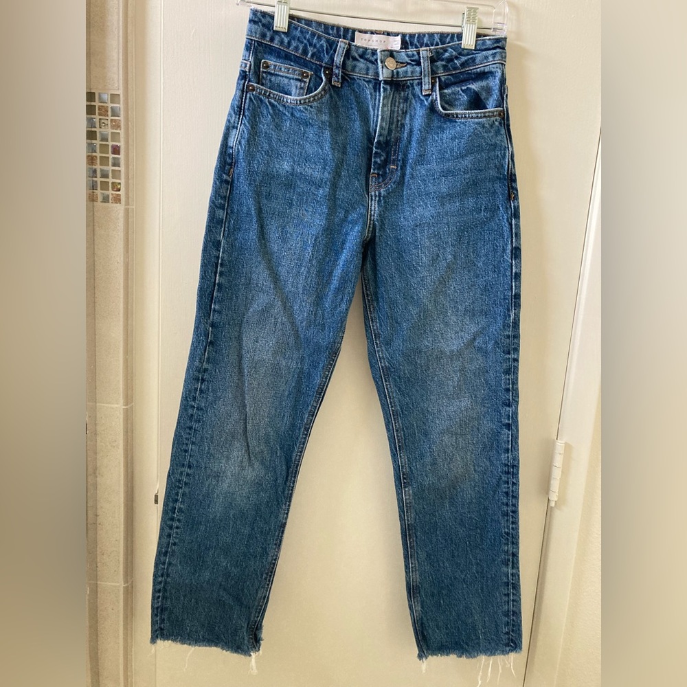 Topshop straight jeans with raw hem